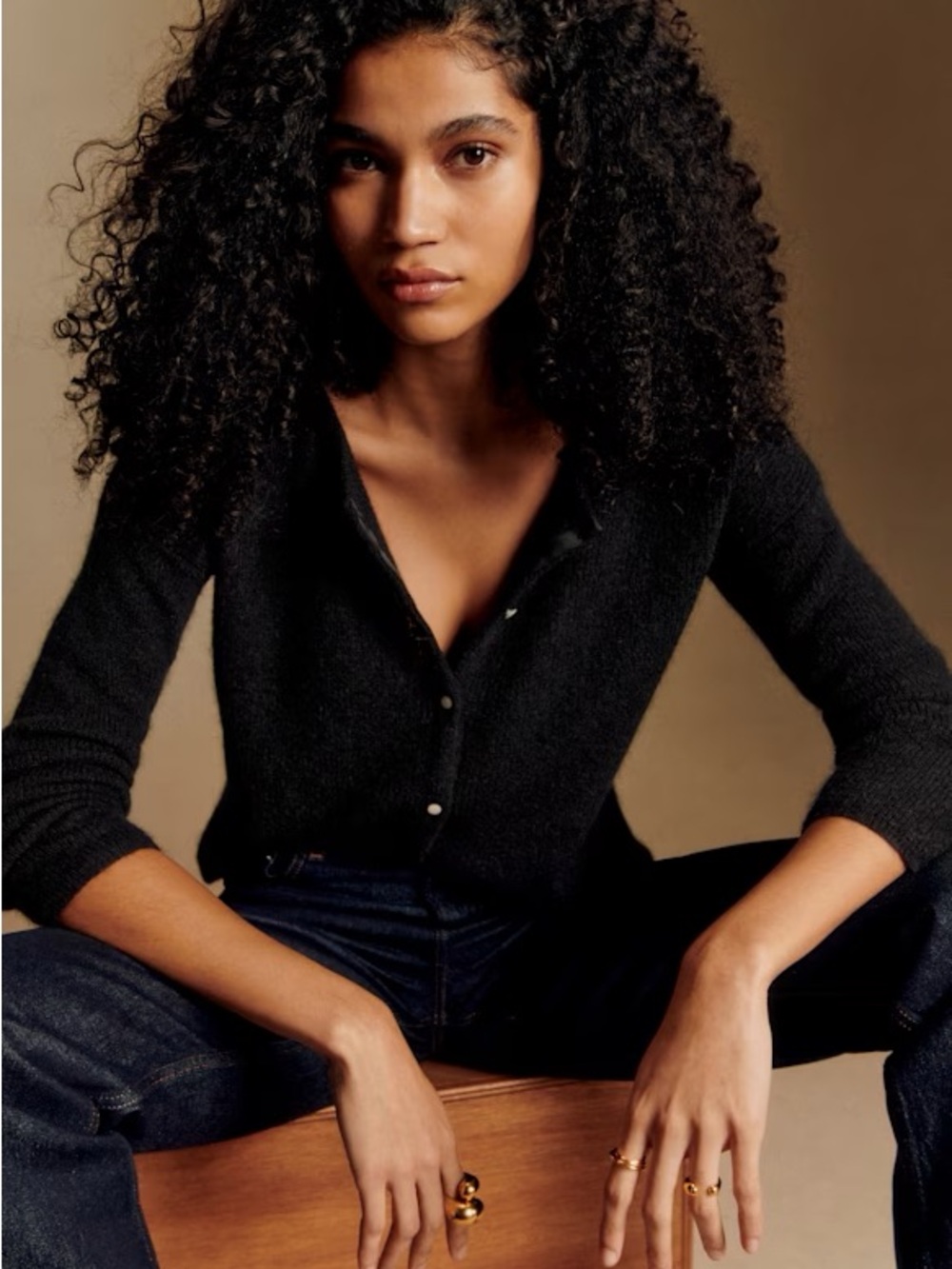 Sézane Gaspard Black Button-Up Knit Cardigan - Picture 3 of 11